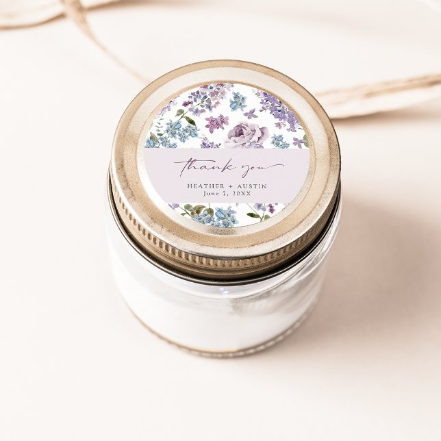 Elegant Lilac Wedding Classic Round Sticker (Elegant Lilac Wedding Classic Round Sticker by Painted Paperie
)