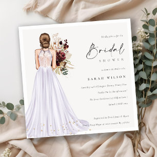 Elegant Lilac Wedding Gown Bridal Shower Invite