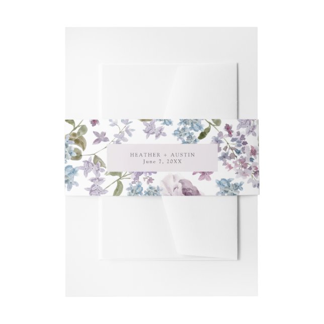 Elegant Lilac Wedding Invitation Belly Band (Front Example)