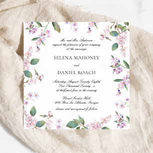 Elegant Lilac Wildflowers Lavender  Wedding Invitation