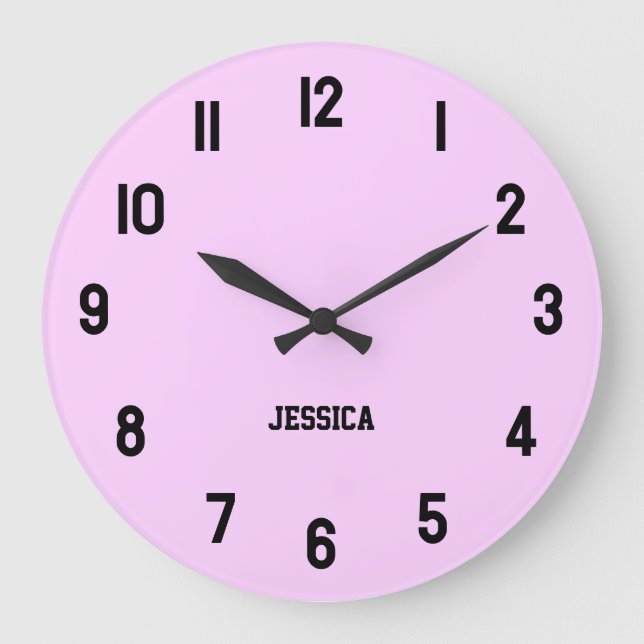 Elegant Lilac with Black Numbers Personised Large Clock (Front)