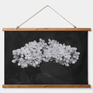 Elegant Lilacs Black White Floral Photo  Hanging Tapestry