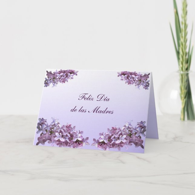 Elegant Lilacs Feliz Dia de las Madres Card (Front)