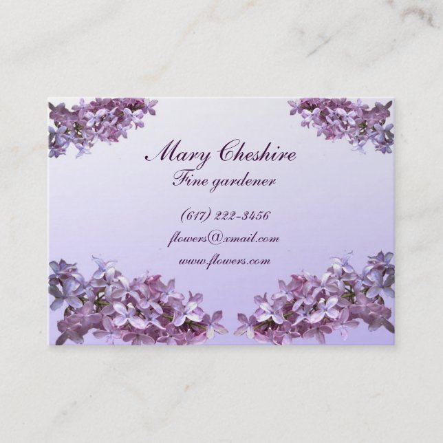 Elegant Lilacs Gardener Business Card (Front)