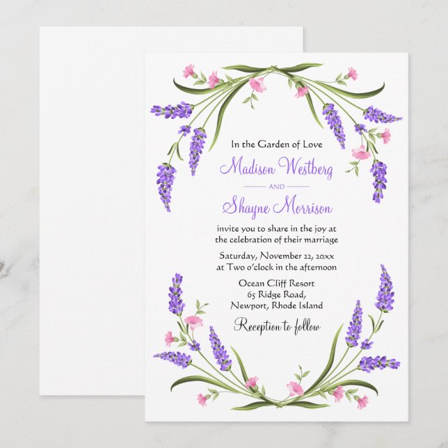 Elegant Lilacs Watercolor Purple Floral Wedding    Invitation (Front/Back)
