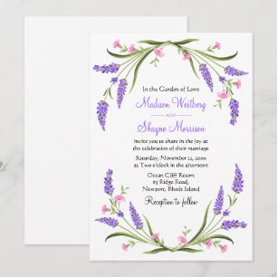 Elegant Lilacs Watercolor Purple Floral Wedding    Invitation
