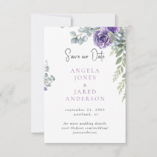 Elegant Lilic White Wedding Save our Date Save The Date