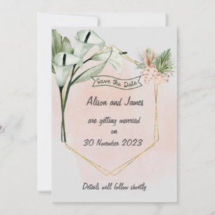 Elegant lilies SAVE THE DATE - editable text Invitation