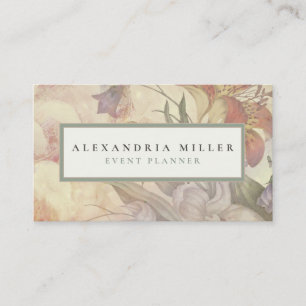 Elegant Lilies & Wild Flowers   Ecru Business Card