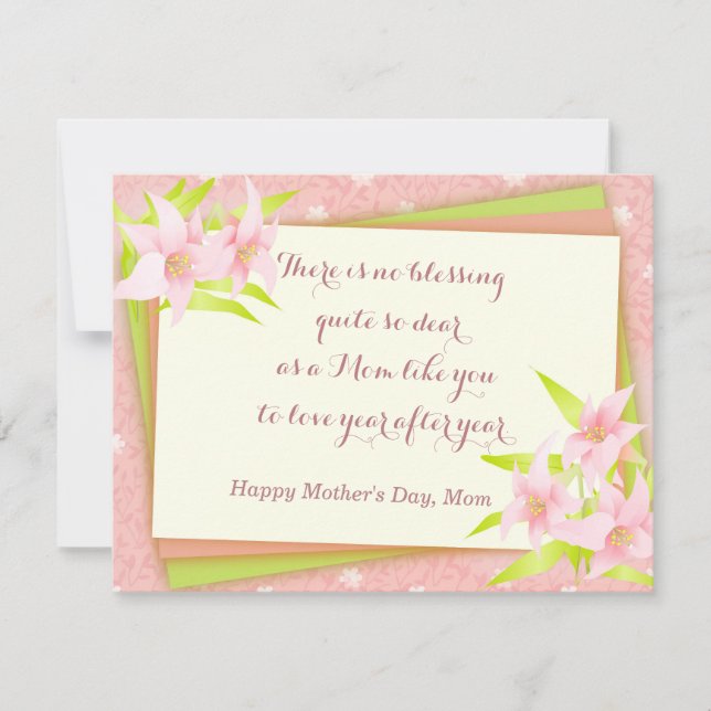 Elegant Lillies Floral Mother's Day Holiday Card (Front)