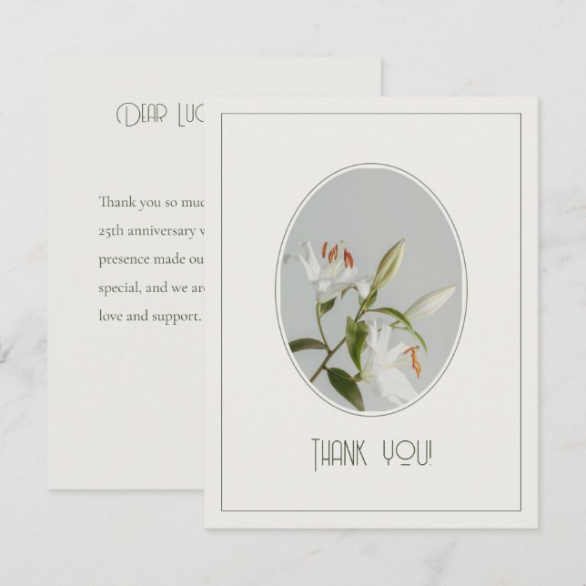 Elegant lilly vintage  thank you card (Front/Back)
