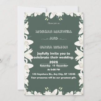Elegant Lily Border Wedding Invitation