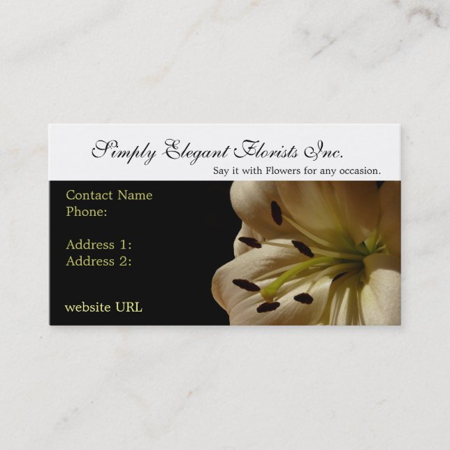 Elegant Lily Flower  Business Cards (Front)