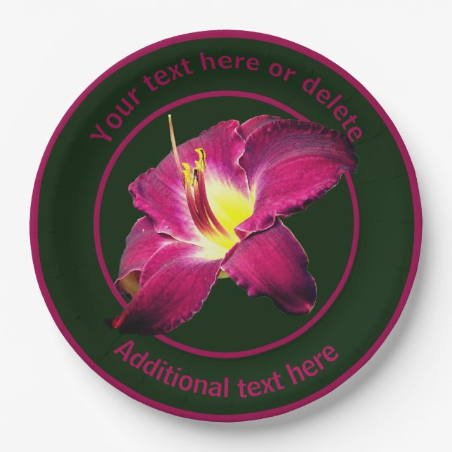 Elegant Lily Flower Personalised Party Paper Plate (Front)