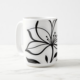 Elegant Lily Flower Silhouette Coffee Mug