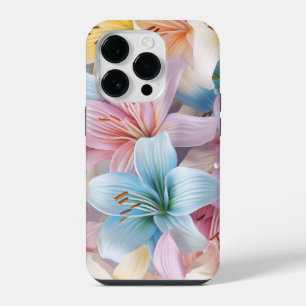 Elegant Lily Flowers Seamless Pattern iPhone 14 Pro Case
