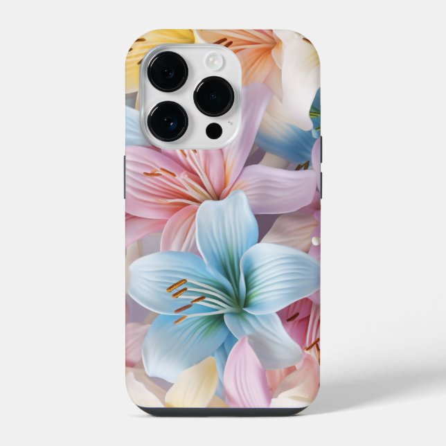 Elegant Lily Flowers Seamless Pattern iPhone Case (Back)