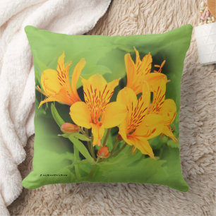 Elegant Lily of the Incas Yellow Alstroemeria Cushion