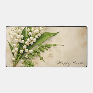 Elegant Lily of the Valley Easter Greeting Desk Mat