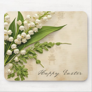 Elegant Lily of the Valley Easter Greeting Mouse Mat