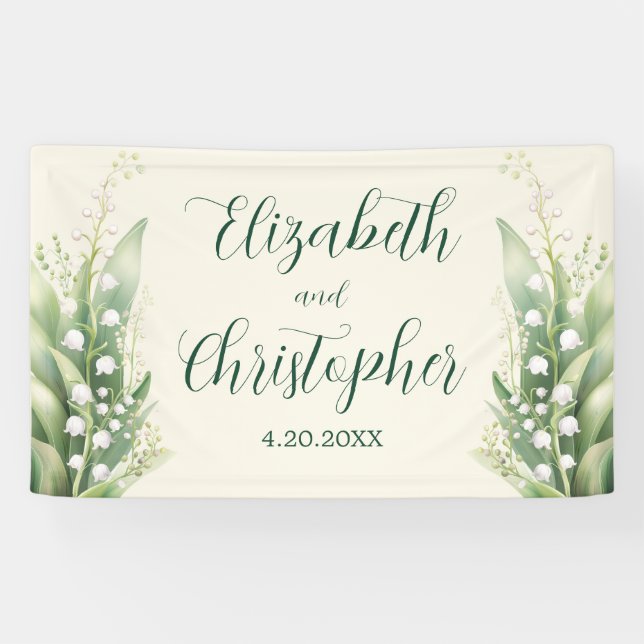 Elegant Lily of the valley Floral Wedding  Banner (Horizontal)