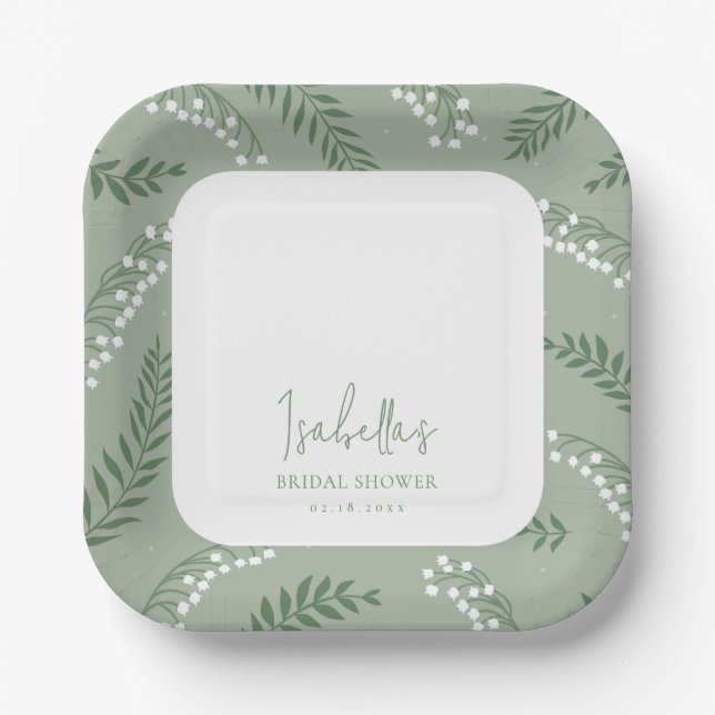 Elegant Lily of the Valley Garden Bridal Shower Paper Plate (Front)
