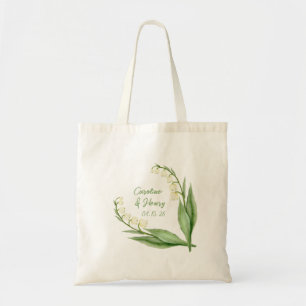 Elegant Lily of the Valley Personalised Wedding  Tote Bag