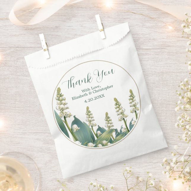 Elegant Lily of the Valley Wedding Thank You Favour Bags (Clipped)