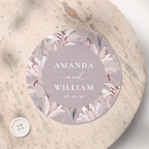 Elegant Lily Personalised Wedding Sticker