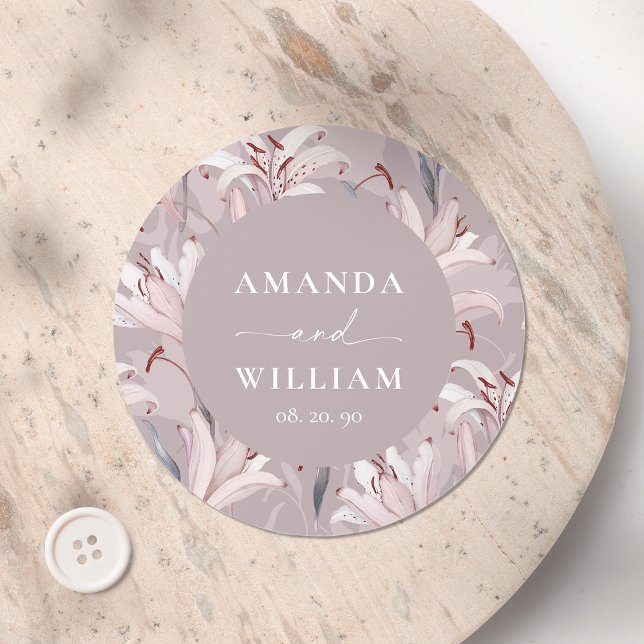 Elegant Lily Personalised Wedding Sticker (Creator Uploaded)