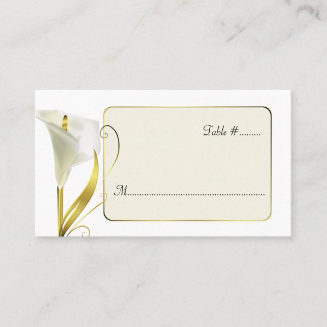 Elegant Lily Wedding Reception Place Cards (Front)