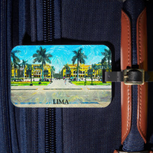 Elegant Lima Peru Oil Paint Vintage Travel Luggage Tag