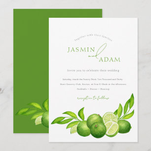 Elegant Lime Botanical Mediterranean Wedding Invitation