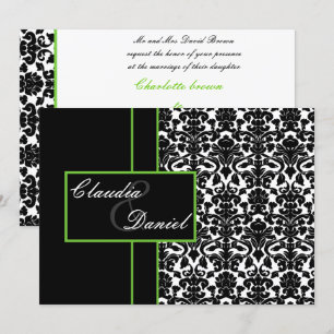elegant lime damask wedding invitation