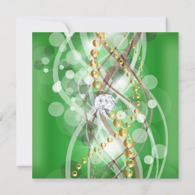 Elegant Lime Green Gold Diamond Birthday Party Invitation (Front)