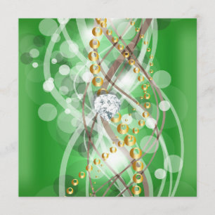 Elegant Lime Green Gold Diamond Birthday Party Invitation