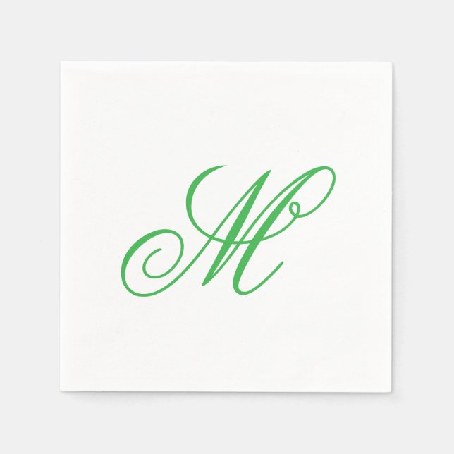Elegant Lime Green Monogram Initial  Napkin (Front)