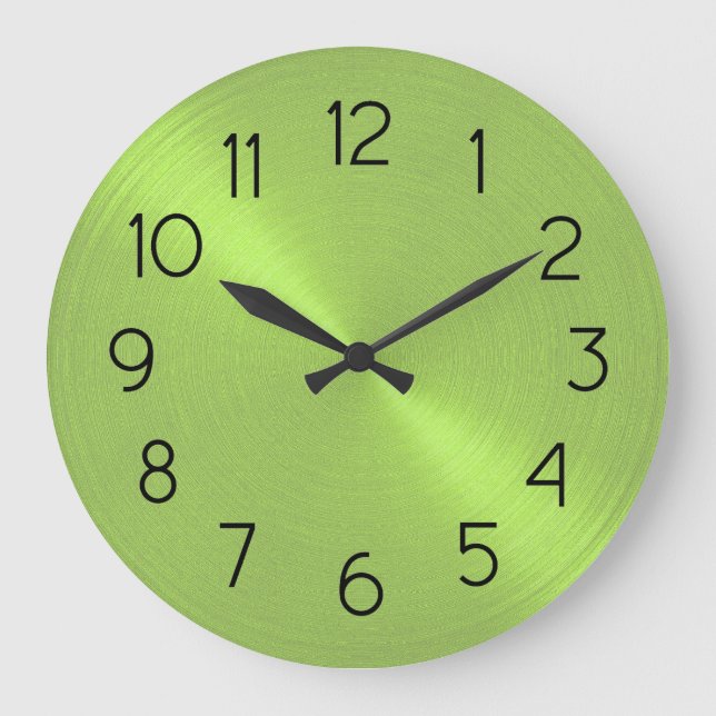 Elegant Lime Green Sheen Large Clock (Front)