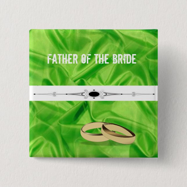 Elegant`Lime Green Silk Effect Wedding 15 Cm Square Badge (Front)