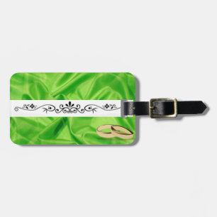 Elegant`Lime Green Silk Effect Wedding Luggage Tag