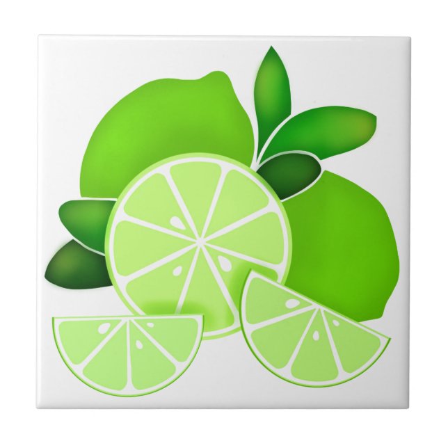 Elegant Lime slices sunny citrus pattern        Tile (Front)