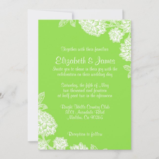 Elegant Lime Wedding Invitations (Front)