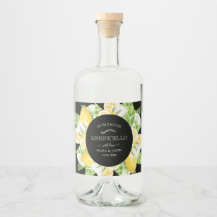 Elegant Limoncello Lemon Wreath  Liquor Bottle Label