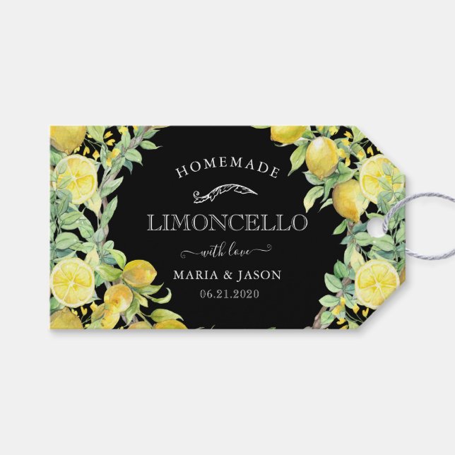 Elegant Limoncello Lemons Bouquet Gift Tags (Front (Horizontal))