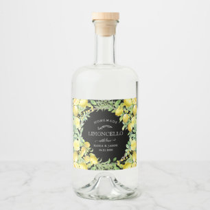 Elegant Limoncello Lemons Bouquet Liquor Bottle Label