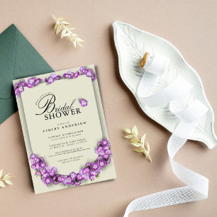 Elegant Lin Purple Lilac Arch Floral Bridal Shower Invitation