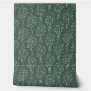 Elegant Line Art Botanical Branch Silhouette Green Wallpaper