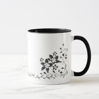 Elegant Line Art Butterfly and Floral Wrap Around  Mug