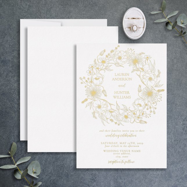 Elegant Line Art Floral Wreath Wedding Gold (Creator Uploaded)