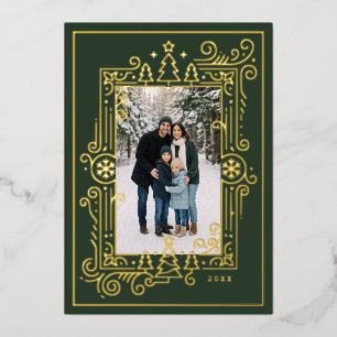 Elegant Line Art Frame Holiday Photo